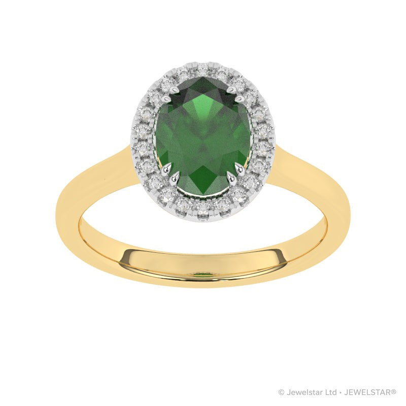 R-83581-EM-Y  Lab Diamond & Emerald Cluster Ring
