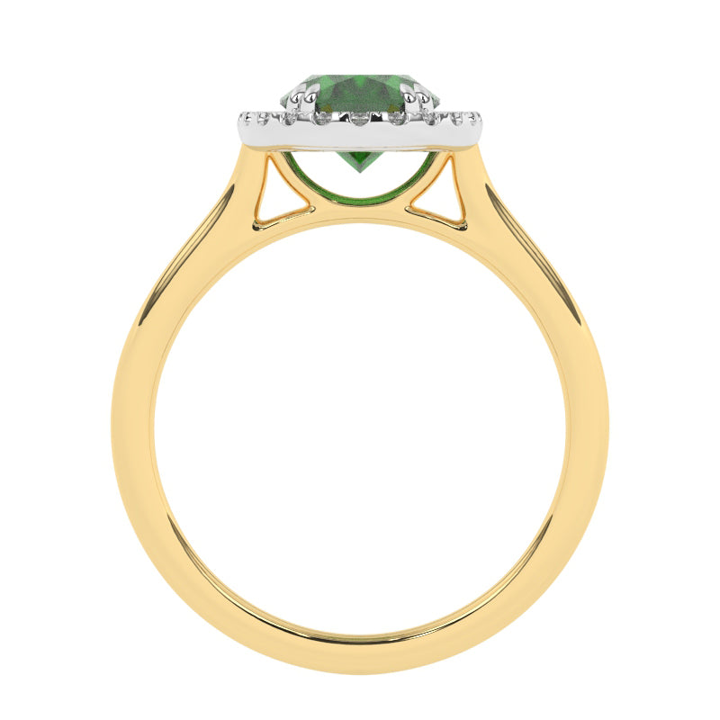 R-83581-EM-Y  Lab Diamond & Emerald Cluster Ring