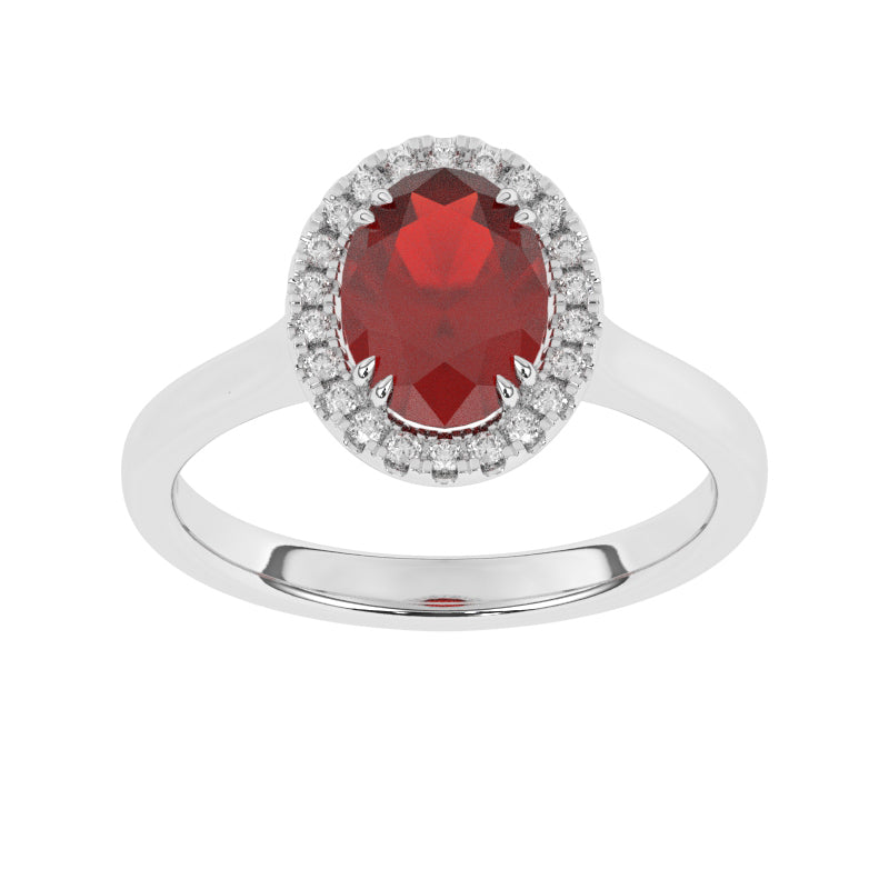R-83581-RU-W  Lab Diamond & Ruby Cluster Ring