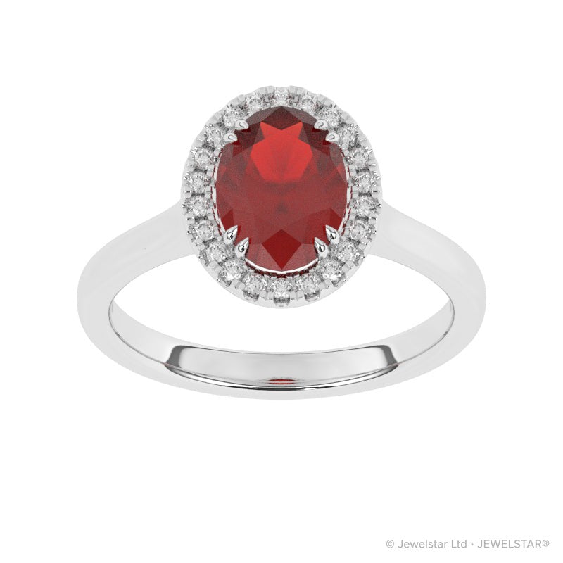 R-83581-RU-W  Lab Diamond & Ruby Cluster Ring