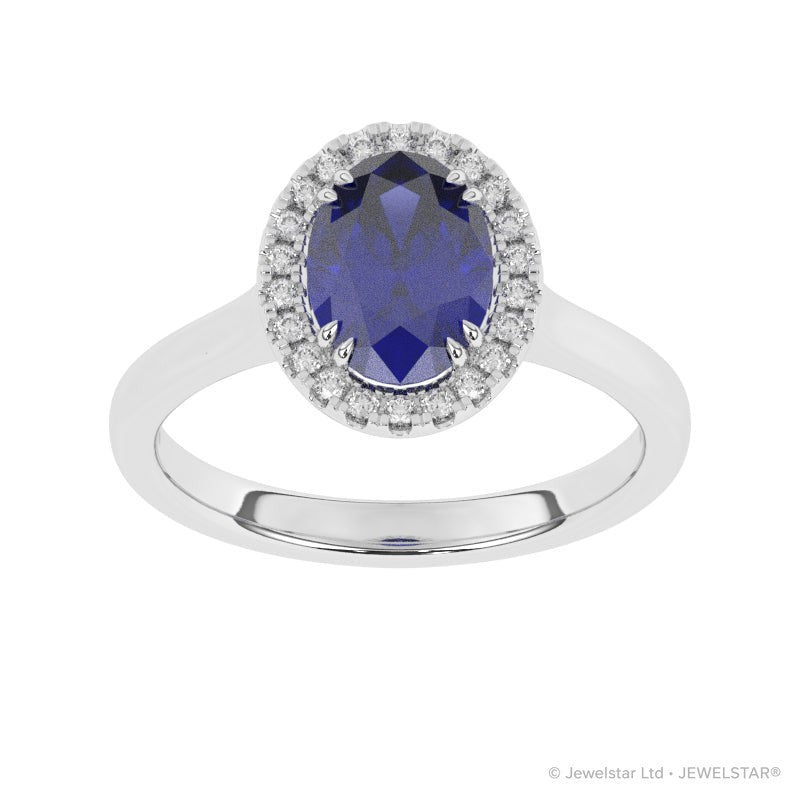R-83581-SA-W  Lab Diamond & Sapphire Cluster Ring