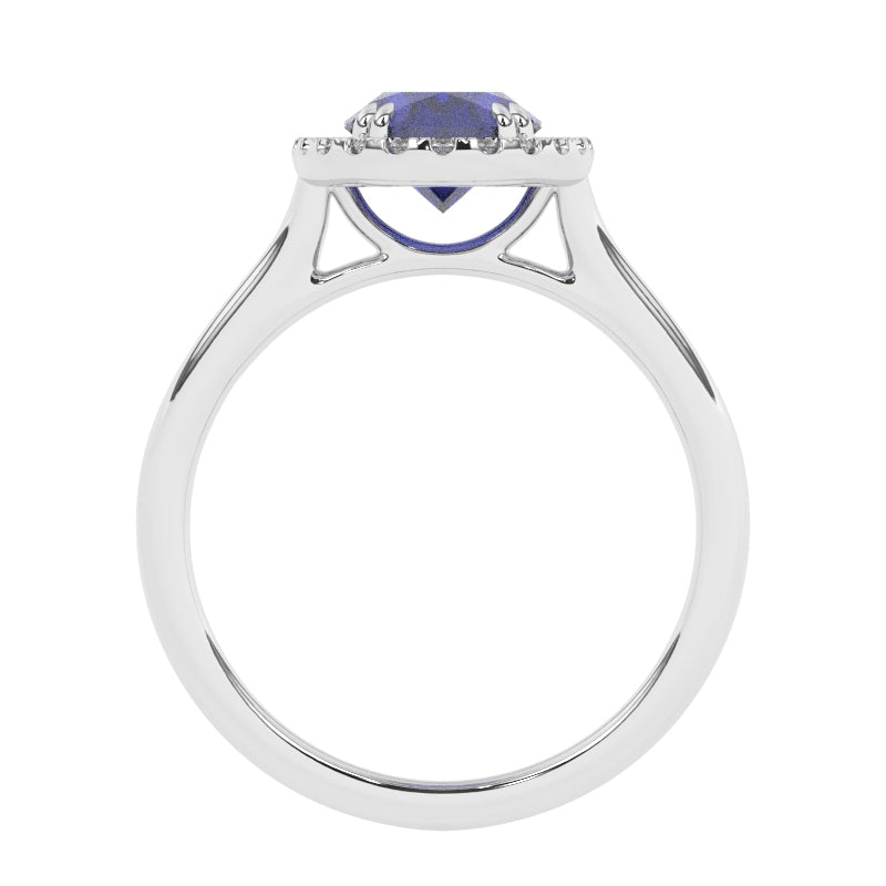 R-83581-SA-W  Lab Diamond & Sapphire Cluster Ring