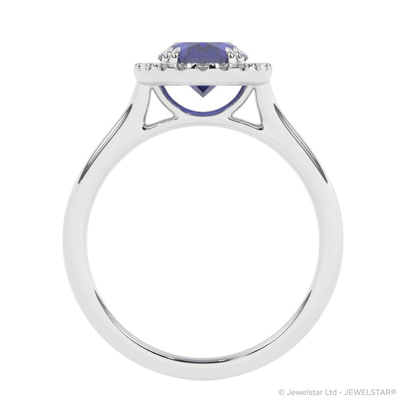 R-83581-SA-W  Lab Diamond & Sapphire Cluster Ring