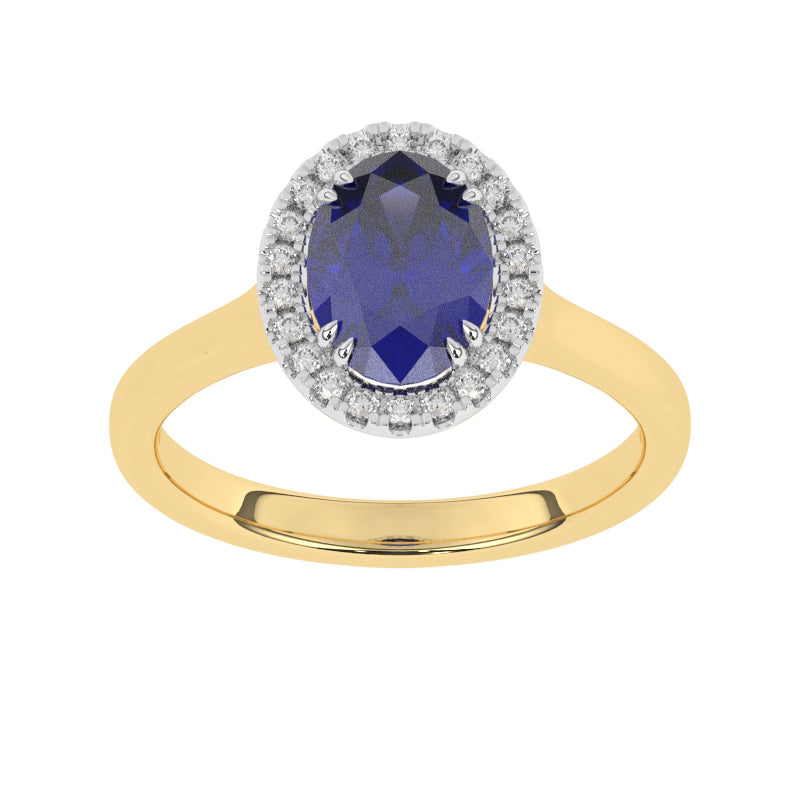R-83581-SA-Y  Lab Diamond & Sapphire Cluster Ring