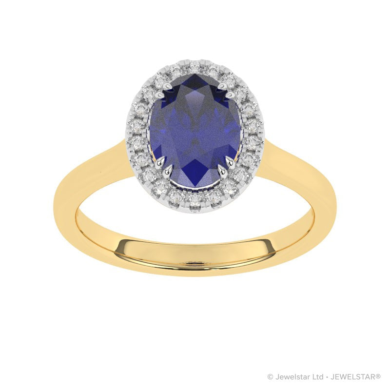 R-83581-SA-Y  Lab Diamond & Sapphire Cluster Ring