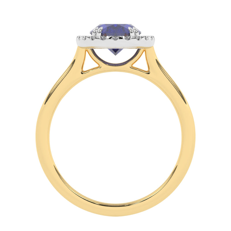 R-83581-SA-Y  Lab Diamond & Sapphire Cluster Ring