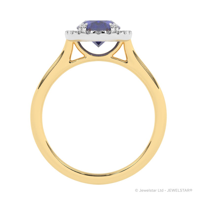 R-83581-SA-Y  Lab Diamond & Sapphire Cluster Ring