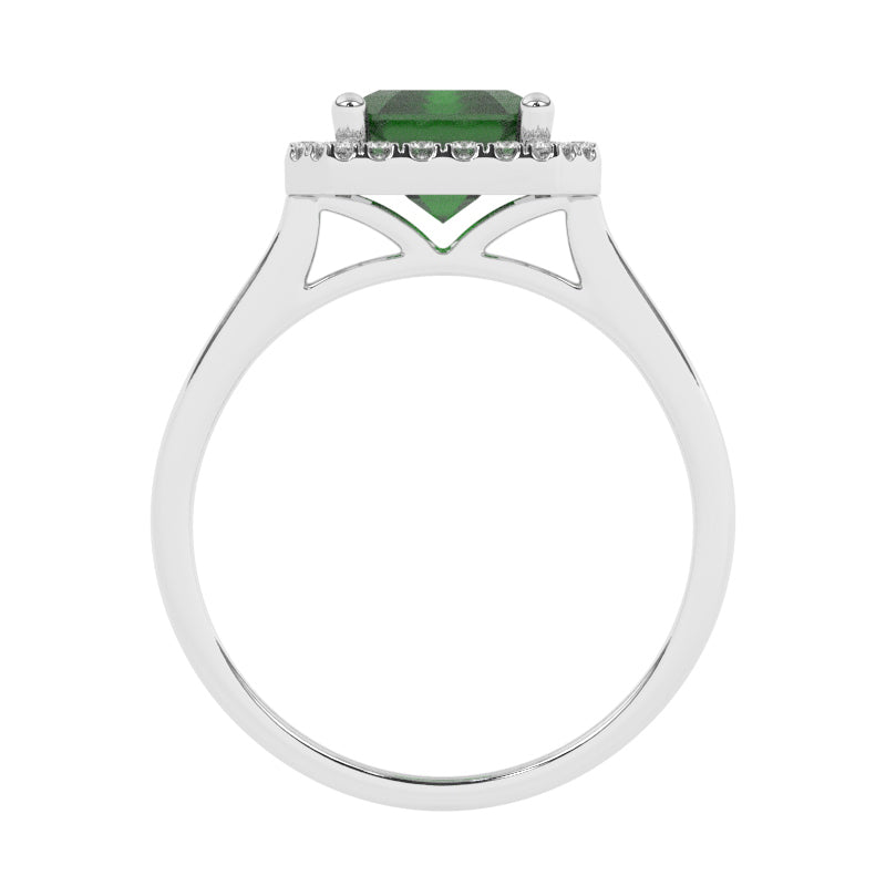 R-83582-EM-W  Lab Diamond & Emerald Cluster Ring