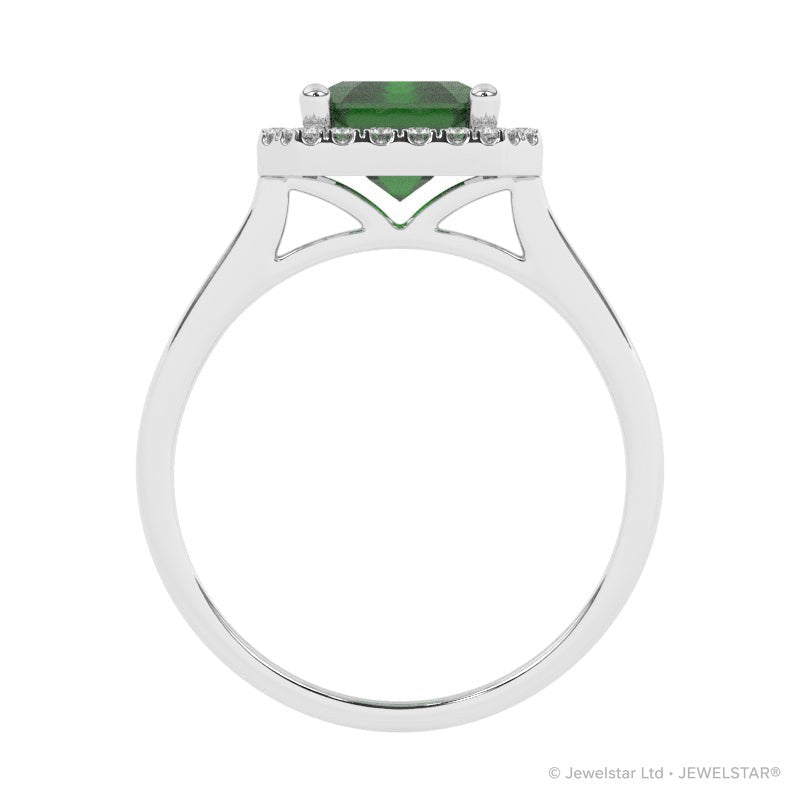 R-83582-EM-W  Lab Diamond & Emerald Cluster Ring