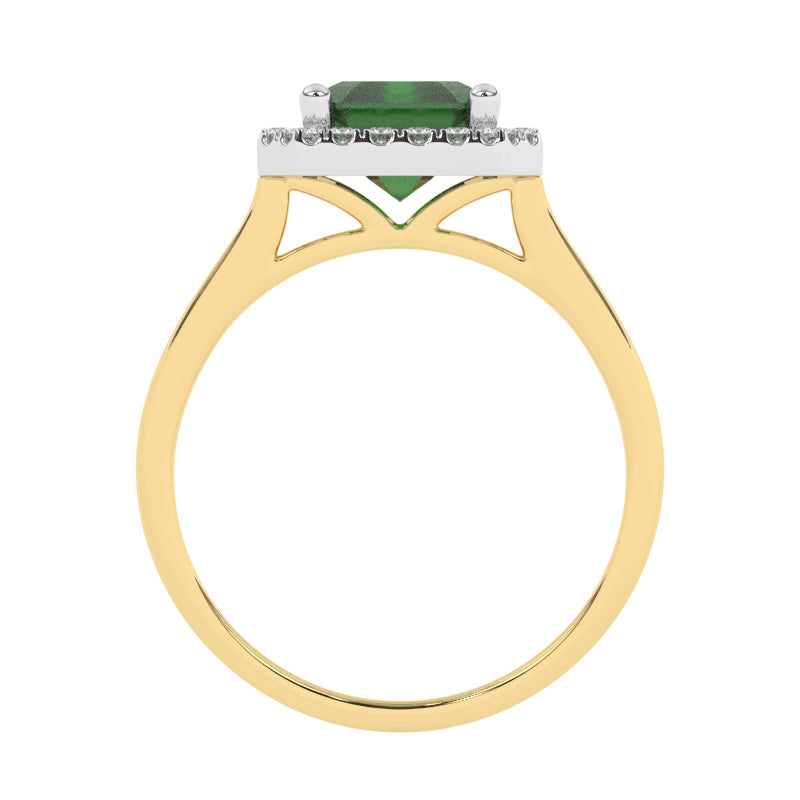 R-83582-EM-Y  Lab Diamond & Emerald Cluster Ring