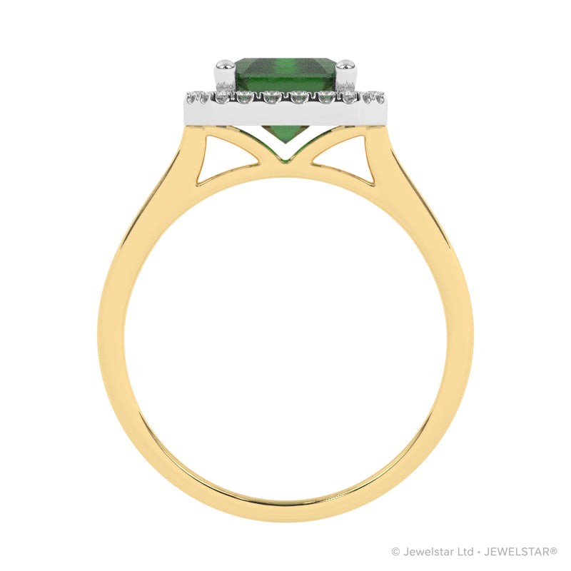 R-83582-EM-Y  Lab Diamond & Emerald Cluster Ring