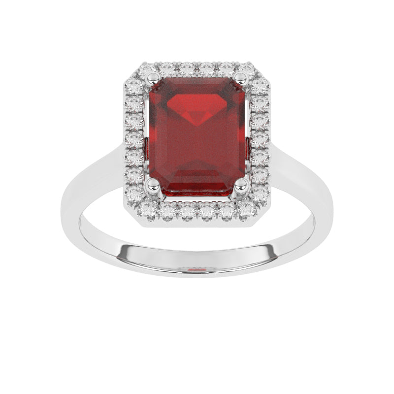R-83582-RU-W  Lab Diamond & Ruby Cluster Ring