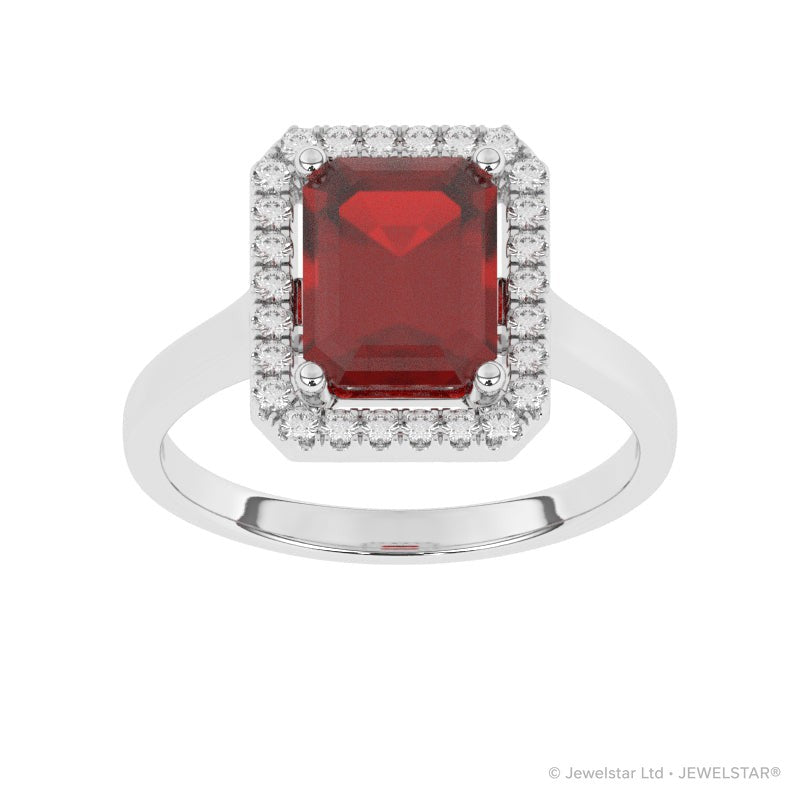 R-83582-RU-W  Lab Diamond & Ruby Cluster Ring