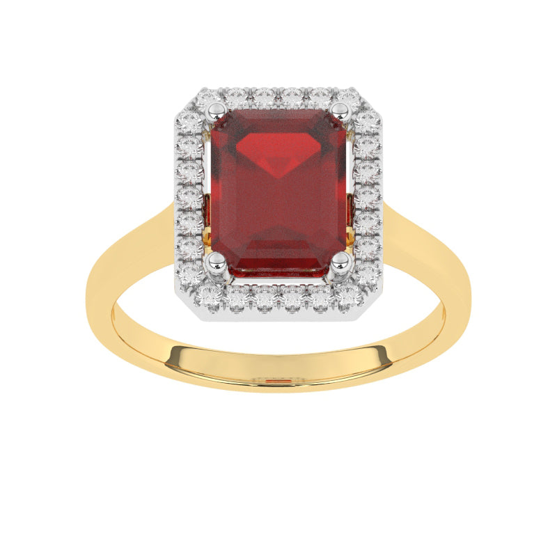 R-83582-RU-Y  Lab Diamond & Ruby Cluster Ring