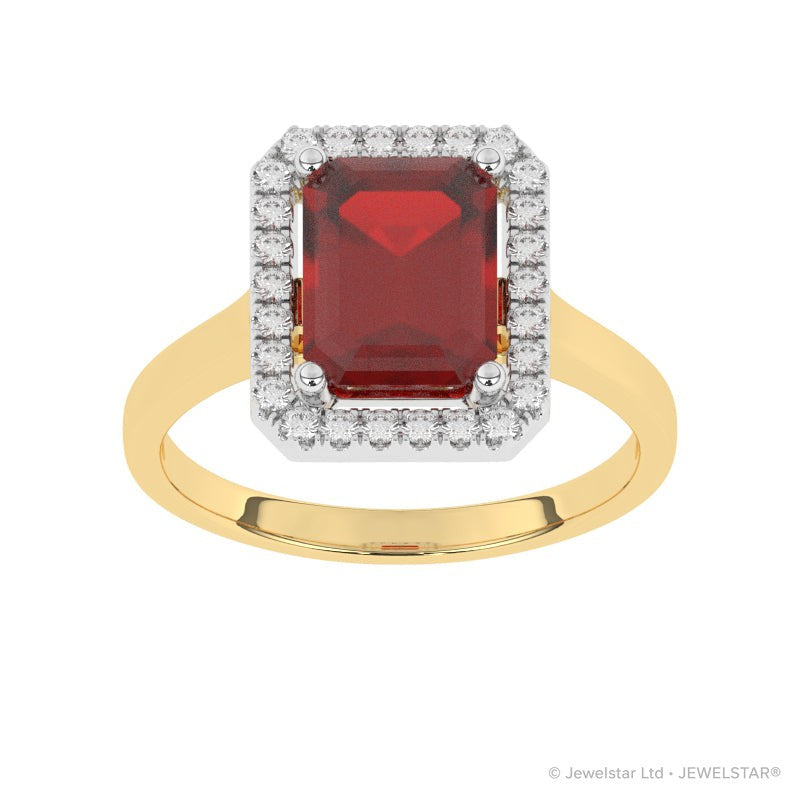 R-83582-RU-Y  Lab Diamond & Ruby Cluster Ring