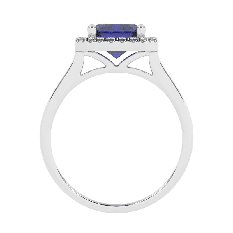 R-83582-SA-W  Lab Diamond & Sapphire Cluster Ring