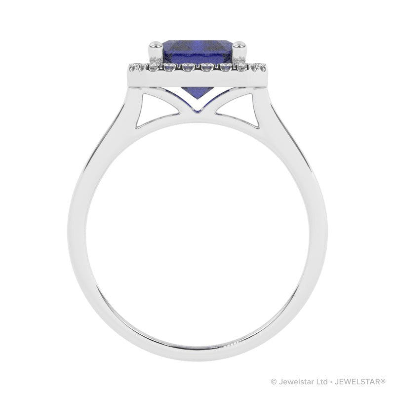 R-83582-SA-W  Lab Diamond & Sapphire Cluster Ring