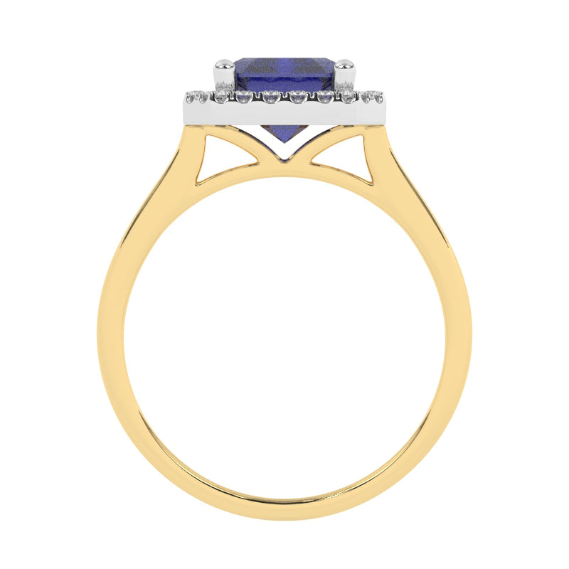 R-83582-SA-Y  Lab Diamond & Sapphire Cluster Ring