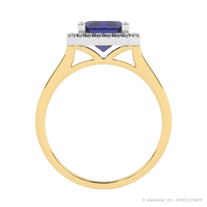 R-83582-SA-Y  Lab Diamond & Sapphire Cluster Ring