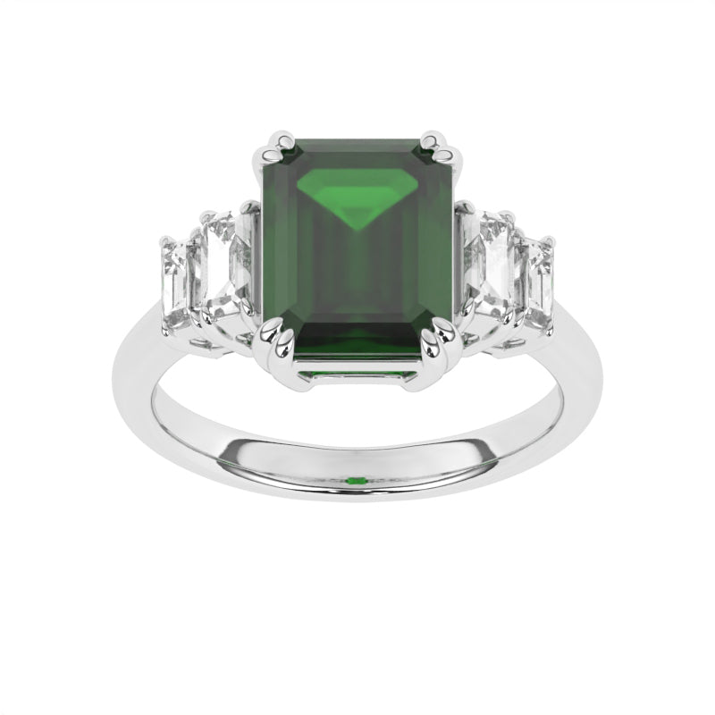 R-84557-EM-W  Diamond & Emerald Dress Ring
