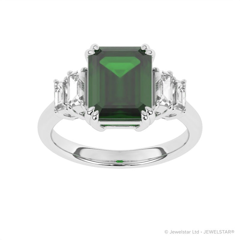 R-84557-EM-W  Diamond & Emerald Dress Ring