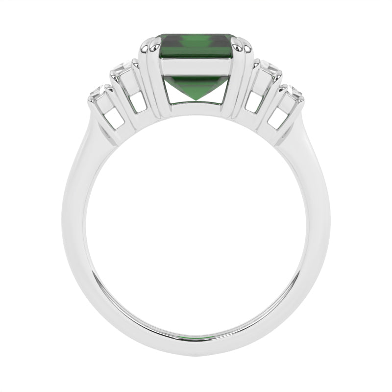 R-84557-EM-W  Diamond & Emerald Dress Ring