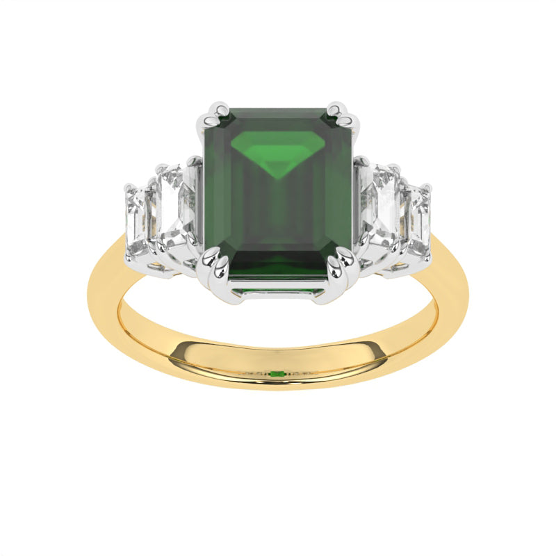 R-84557-EM-Y  Diamond & Emerald Dress Ring
