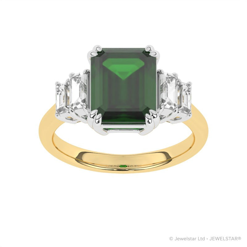R-84557-EM-Y  Diamond & Emerald Dress Ring