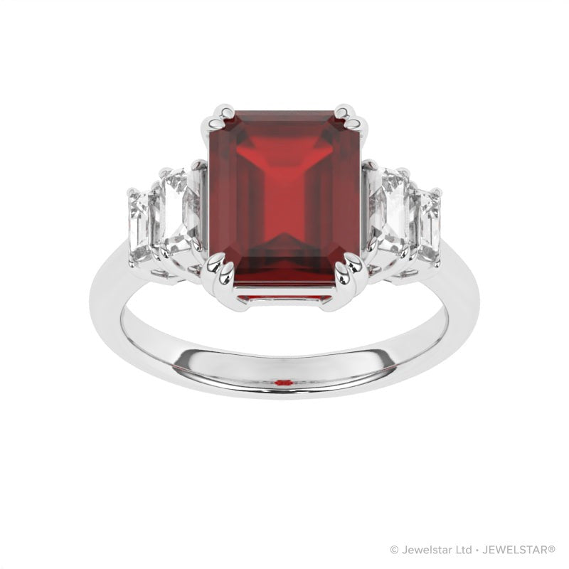 R-84557-RU-W  Diamond & Ruby Dress Ring