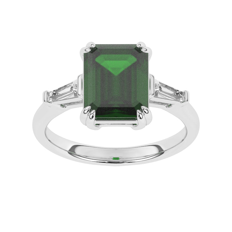R-84558-EM-W  Diamond & Emerald Dress Ring