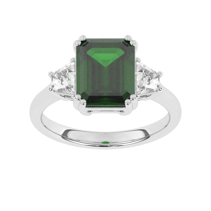 R-84559-EM-W  Diamond & Emerald Dress Ring