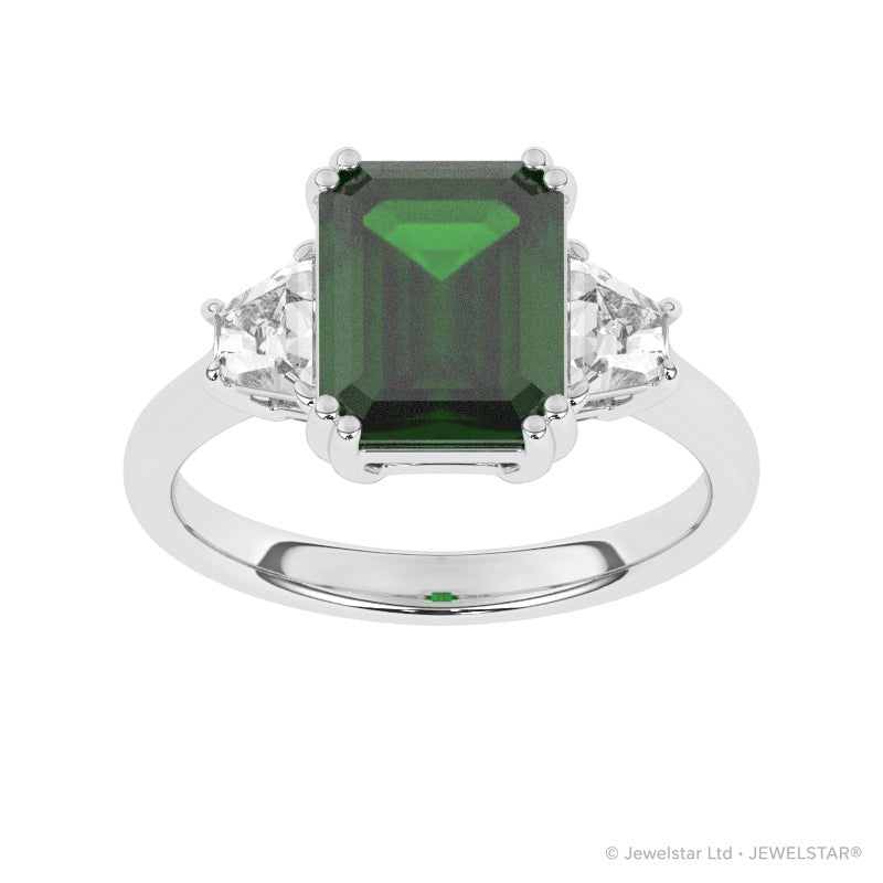 R-84559-EM-W  Diamond & Emerald Dress Ring
