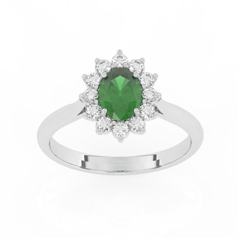 R-85033-EM-W  Lab Diamond & Emerald Cluster Ring F/VS (EGL Report Included)