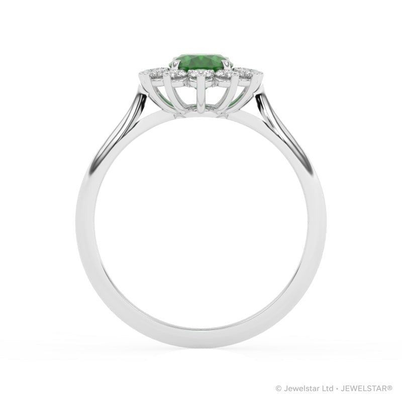 R-85033-EM-W  Lab Diamond & Emerald Cluster Ring