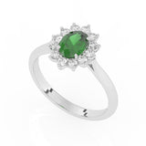 R-85033-EM-W  Lab Diamond & Emerald Cluster Ring F/VS (EGL Report Included)