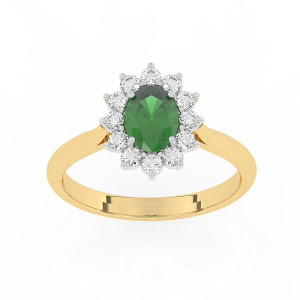 R-85033-EM-Y  Lab Diamond & Emerald Cluster Ring F/VS (EGL Report Included)