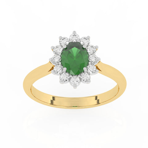 R-85033-EM-Y  Lab Diamond & Emerald Cluster Ring F/VS (EGL Report Included)