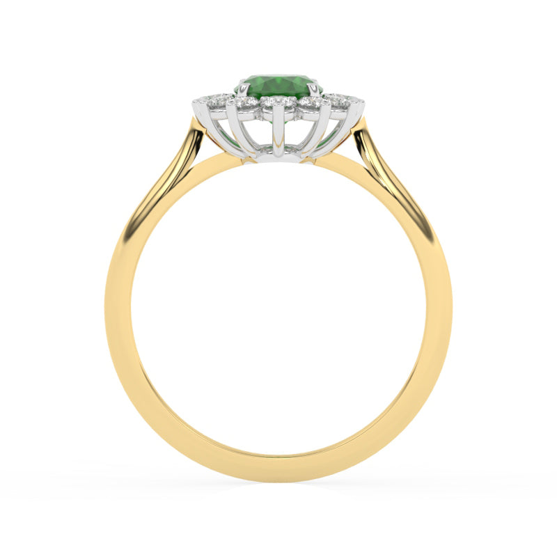 R-85033-EM-Y  Lab Diamond & Emerald Cluster Ring