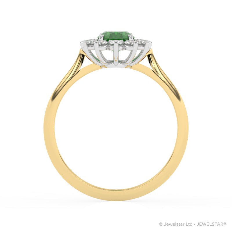 R-85033-EM-Y  Lab Diamond & Emerald Cluster Ring
