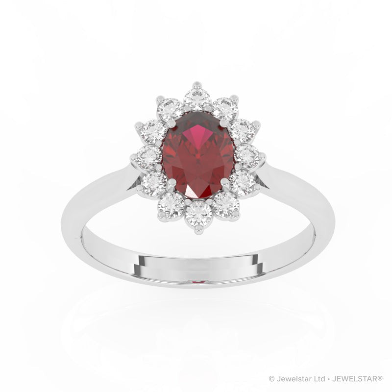 R-85033-RU-W  Lab Diamond & Ruby Cluster Ring