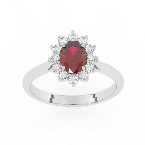 R-85033-RU-W  Lab Diamond & Ruby Cluster Ring F/VS (EGL Report Included)