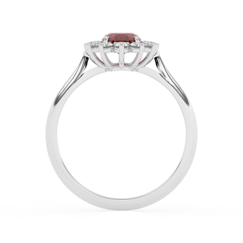 R-85033-RU-W  Lab Diamond & Ruby Cluster Ring