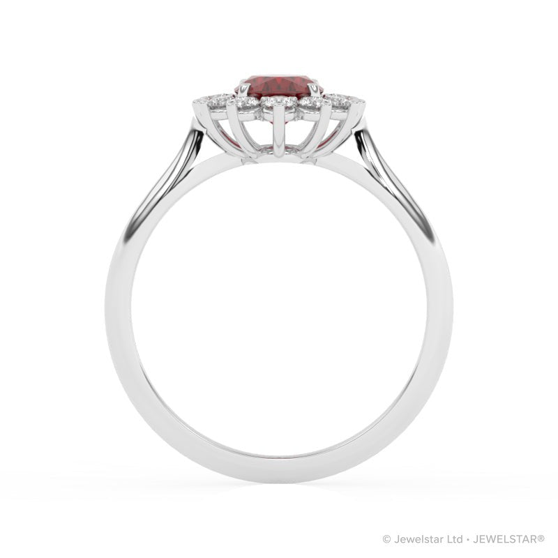 R-85033-RU-W  Lab Diamond & Ruby Cluster Ring