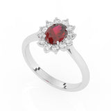 R-85033-RU-W  Lab Diamond & Ruby Cluster Ring F/VS (EGL Report Included)
