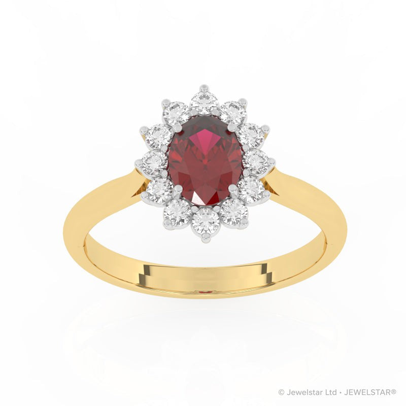 R-85033-RU-Y  Lab Diamond & Ruby Cluster Ring