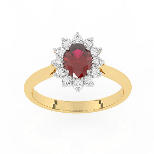 R-85033-RU-Y  Lab Diamond & Ruby Cluster Ring F/VS (EGL Report Included)