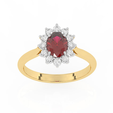 R-85033-RU-Y  Lab Diamond & Ruby Cluster Ring F/VS (EGL Report Included)