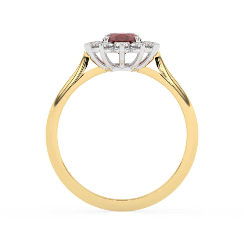 R-85033-RU-Y  Lab Diamond & Ruby Cluster Ring