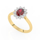 R-85033-RU-Y  Lab Diamond & Ruby Cluster Ring F/VS (EGL Report Included)