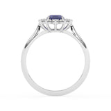 R-85033-SA-W  Lab Diamond & Sapphire Cluster Ring F/VS (EGL Report Included)